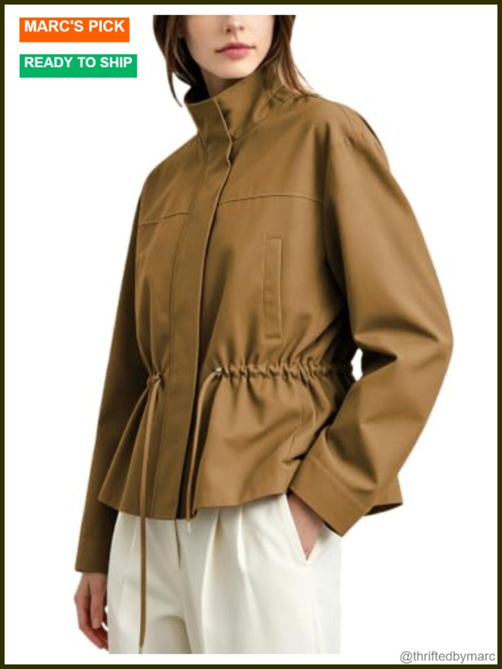 Women's Cropped Utility Jacket Zip Up Polyester Outerwear
